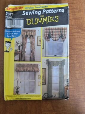 Simplicity Plaid Curtain & Valance Sewing Pattern in Brown and Cream